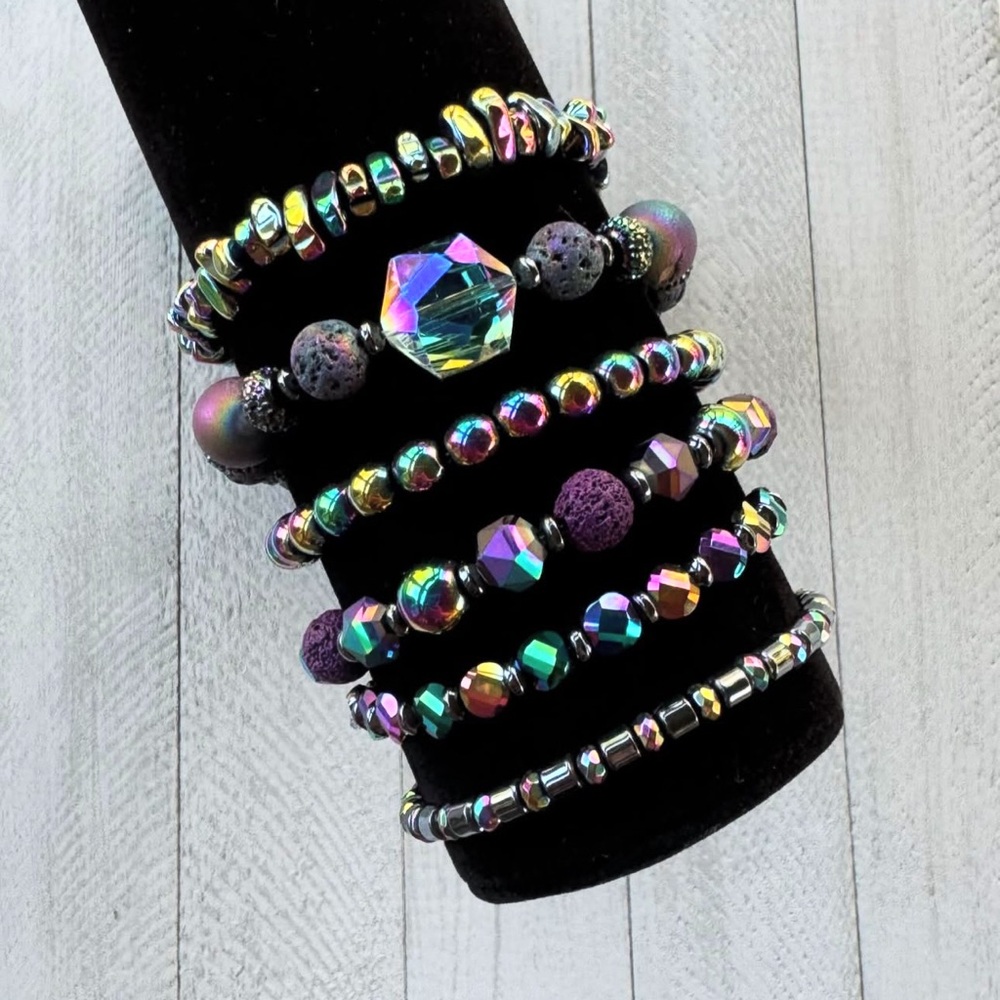 Iridescent Beaded Bracelet Set